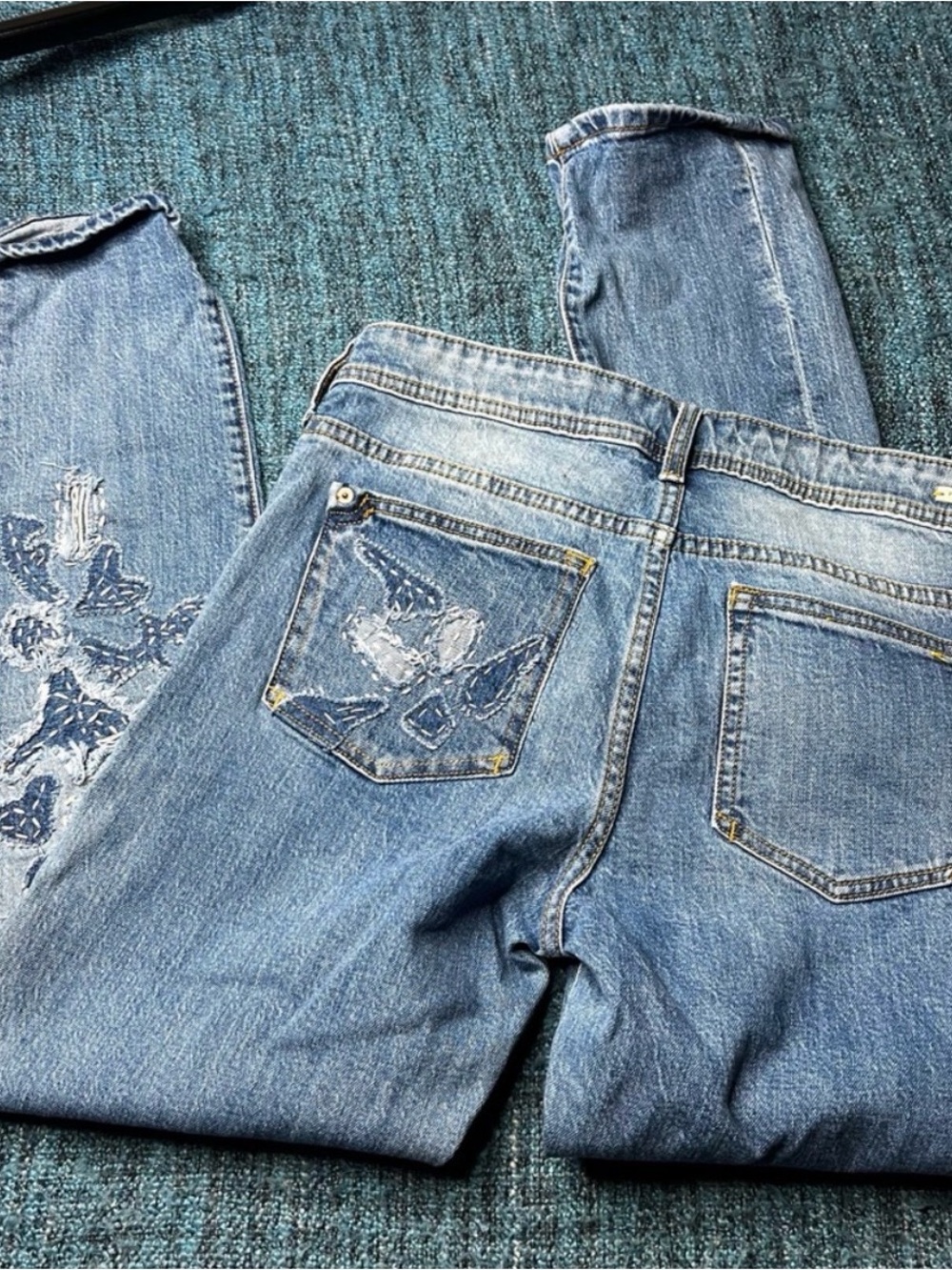 Anthropologie Pilcro and the Letterpress Slim Boyfriend Embroidered Jeans 27 - Picture 3 of 3